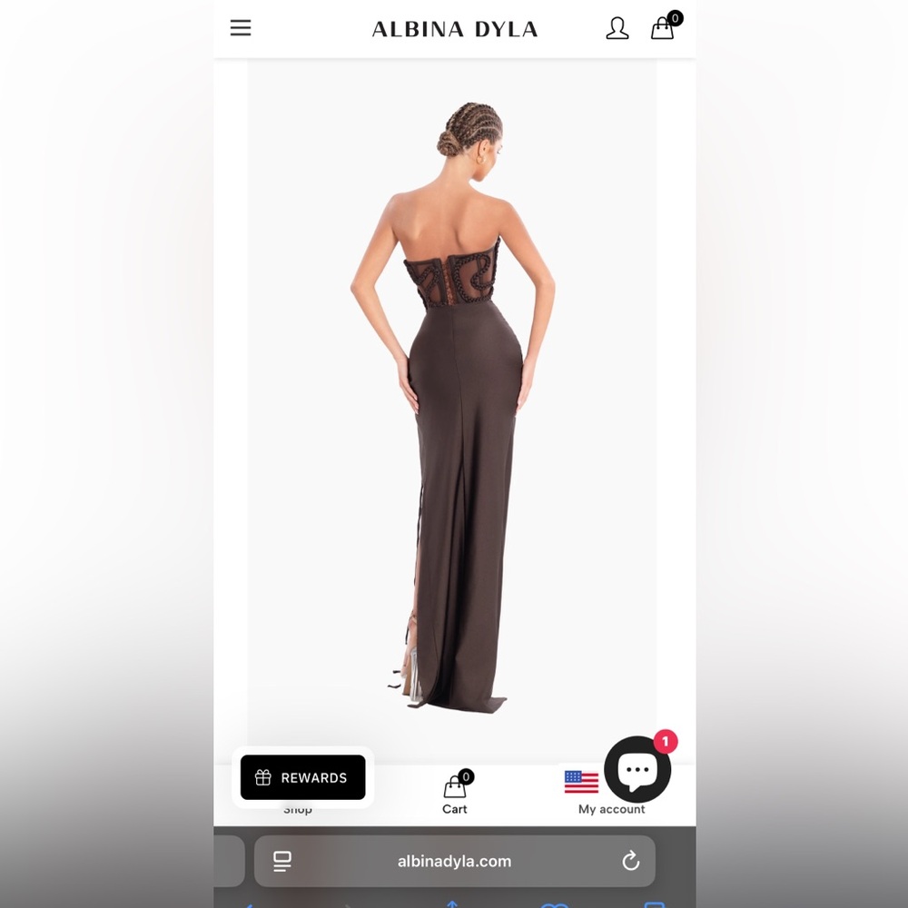 Albina Dyla Strapless Brown Braided Dress